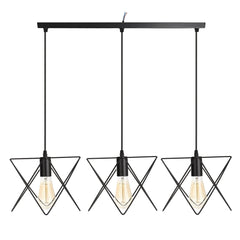 3-in-1 Vintage Metal Ceiling Light Pendant Lamp with Cage Lampshade Fixture for Indoor Lighting