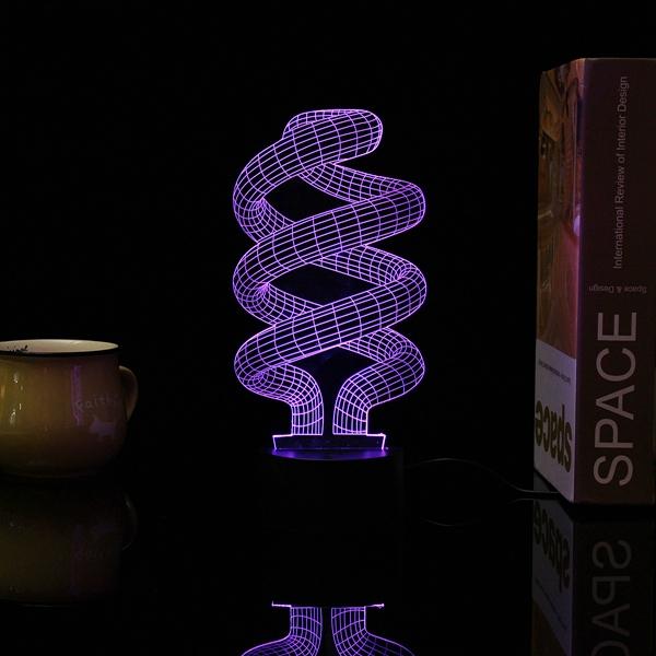 3D Tornado Illusion LED Desk Light - USB, 7 Color Changing Night Lamp