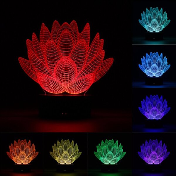 3D Color Changing LED Desk Lamp - Remote Controlled Acrylic USB Night Light, Perfect Christmas Gift