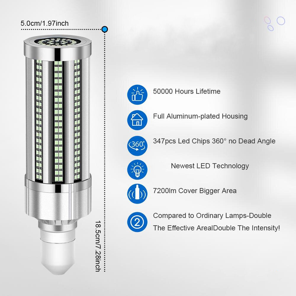 UV-Sterilisatorlampe, 60 W, 220 V, mit Fernbedienung – LED-UVC-Glühbirne, Ozon-Desinfektion, tötet Bakterien und Milben ab