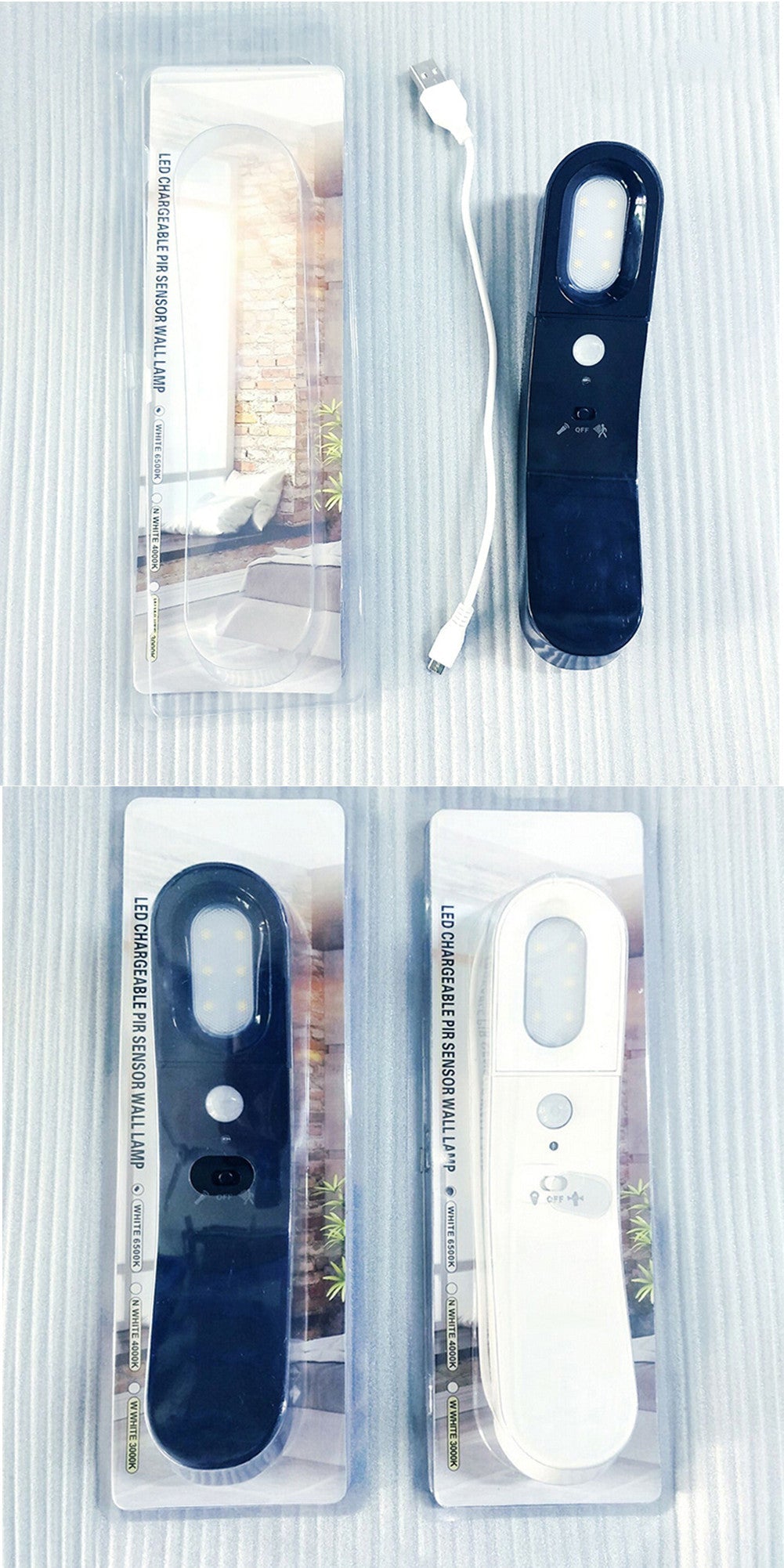 Über USB wiederaufladbares LED-Nachtlicht mit PIR-Bewegungssensor, 1 W, 2 Modi, magnetische Basis