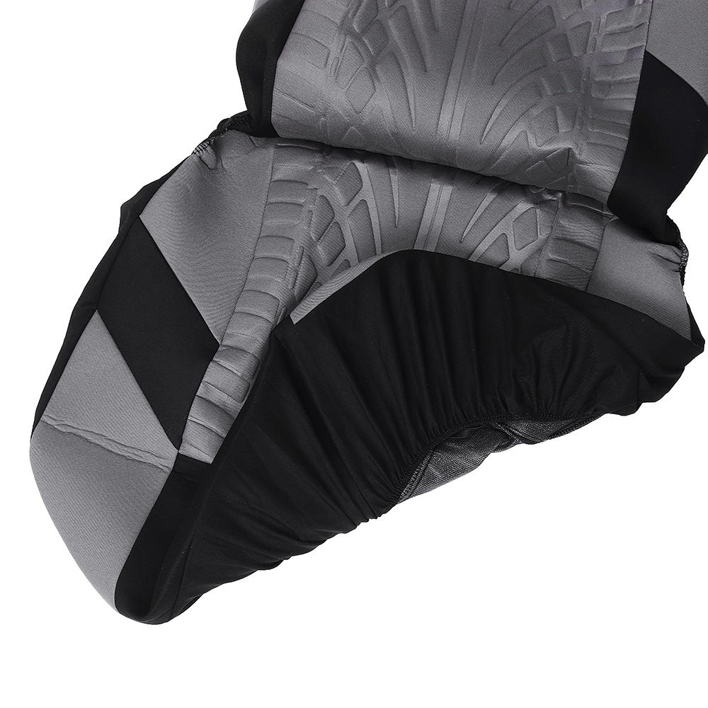 Universal Double Seat Fabric Car Front Seat Cover Cushion Protector - Full Surround, Black and Grey