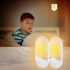 2pcs 0.7W Light Sensor & PIR Motion LED Night Wall Lamp for Baby/Kid Bedroom AC100-240V