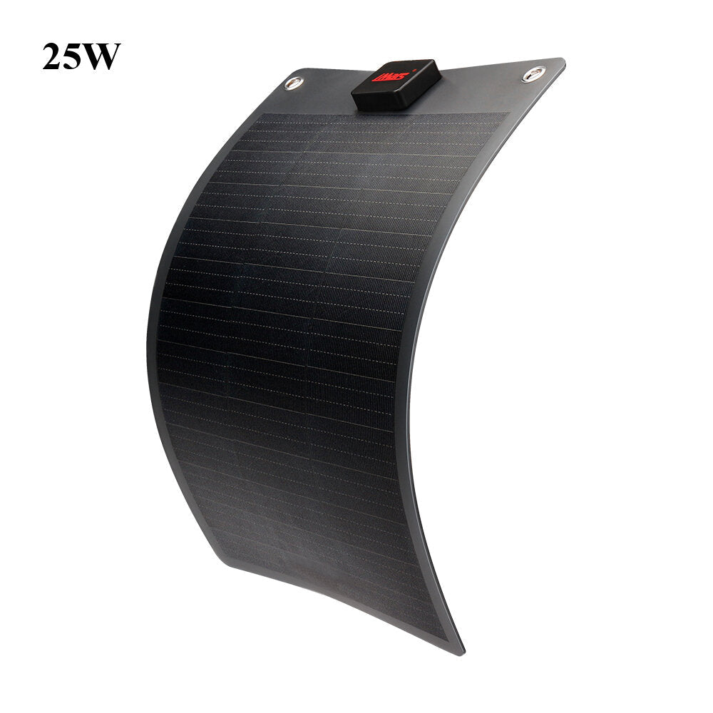 Flexible 25W/50W 19V Solar Panel PET Monocrystalline Cell Battery Charger with DC & USB Output for Camping, RV, Yacht, Car, Truck