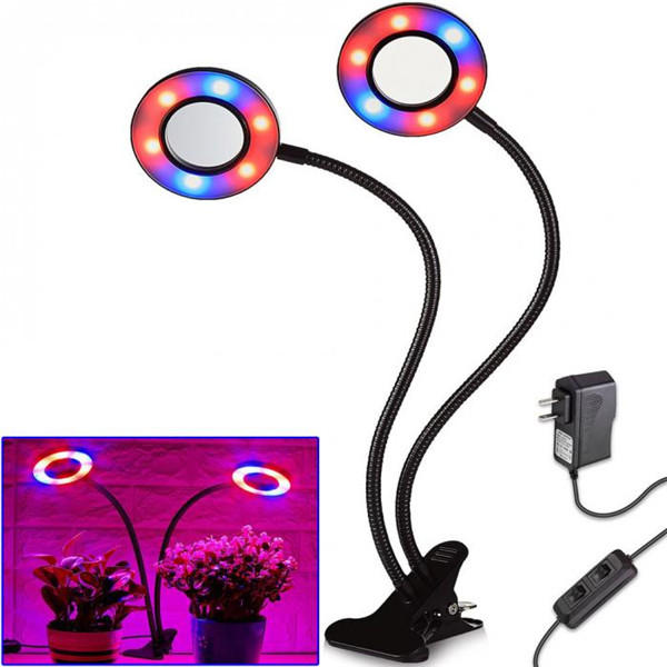 24W Dual Head LED Grow Light with Flexible Desk Clip for Vegetables, Fruits, Flowers, Hydroponics