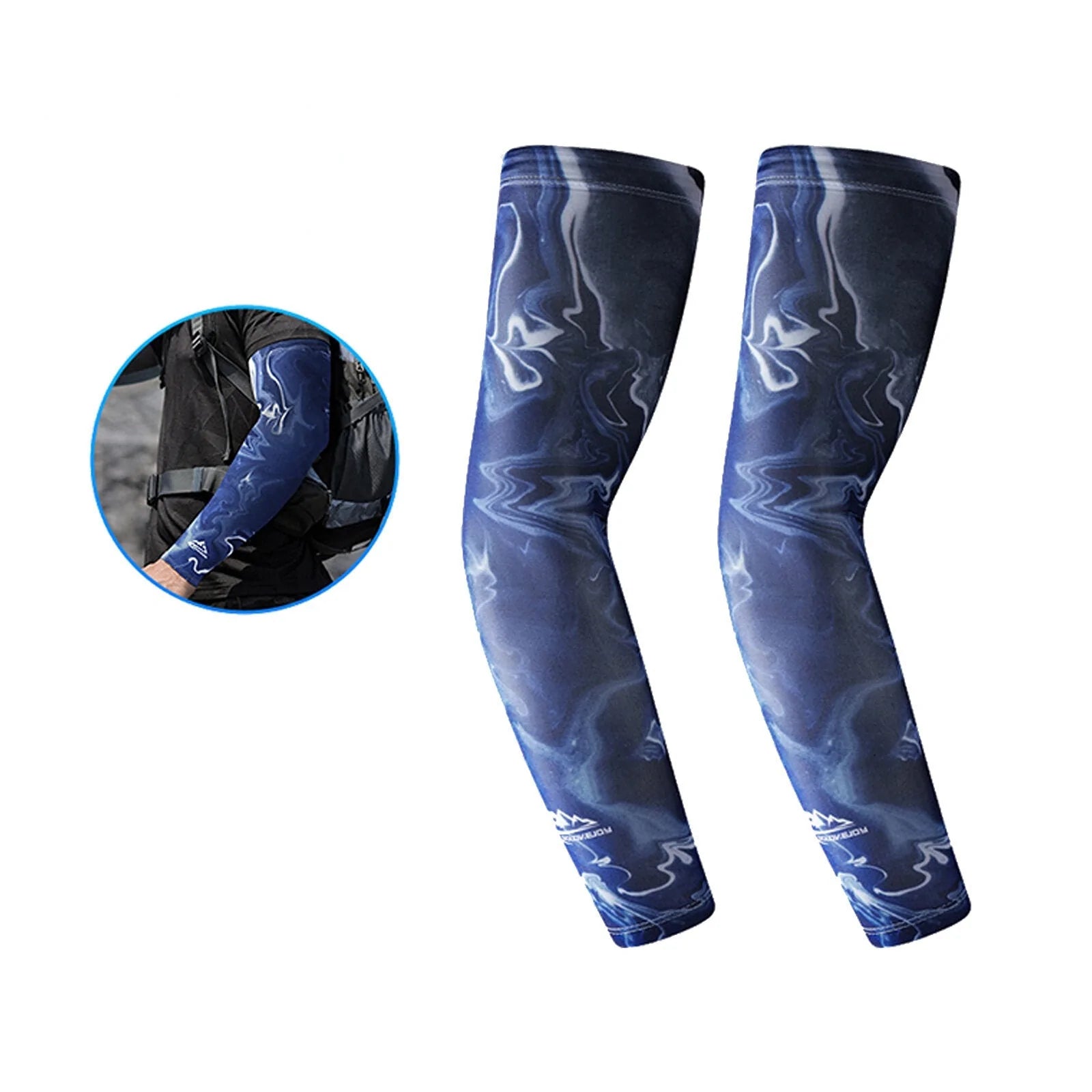 Men's Ice Silk Outdoor Sunscreen Abstract Print Cycling Gloves Set