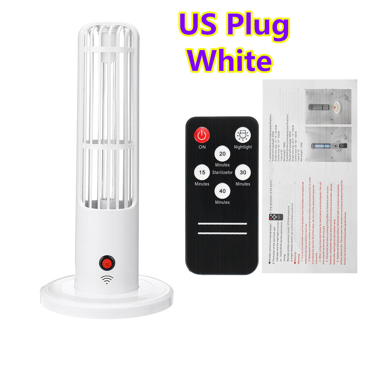 UVC+Ozone Sterilizing Lamp with UV Germicidal Disinfection and Timing Control Night Light