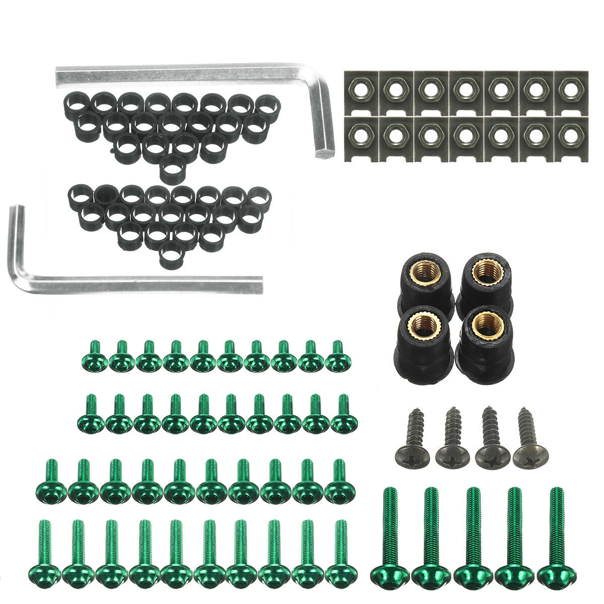 107pcs Motorcycle Aluminum Fairing Bolt Kit - Fasteners, Clips, Screws, Washers in 6 Colors