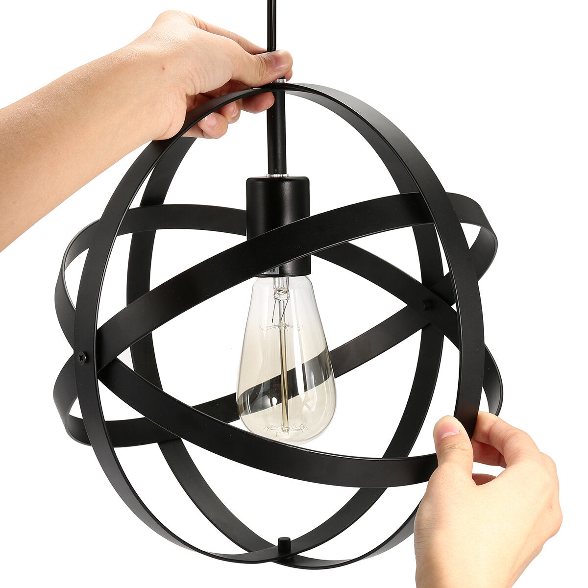 12 Industrial Ceiling Pendant Lights - Metal Spherical Globe Chandelier with Remote Control, AC110V