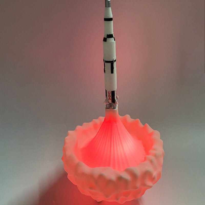 3D Print 16-Color Saturn Rocket Lamp - USB LED Kids Night Light, Dimmable with Touch and Remote Control