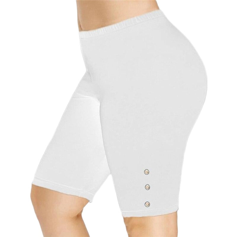 Stretch-Bikershorts für Damen – hohe Taille, knielang, Fitness-Workout, Polyester, Größen S-2XL