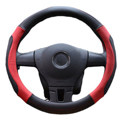 38cm Leather Car Steering Wheel Cover - Sports Fashion, All-Season, Universal Fit