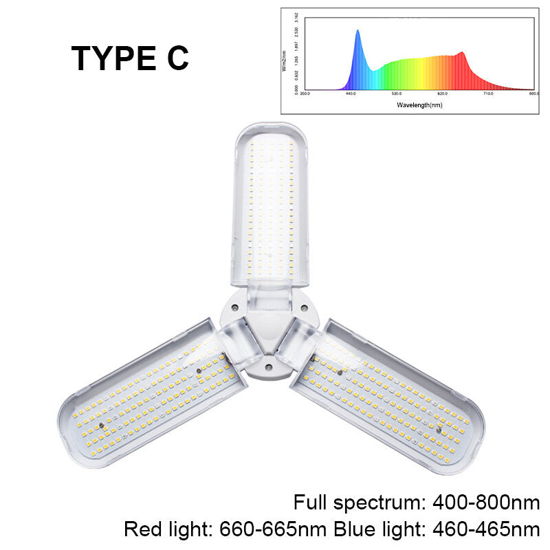 E27 Deformable Full Spectrum LED Grow Light for Hydroponic Plants