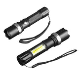 1000 Lumens LED Flashlight with 3 Modes, Front & Side Lights, Red, Blue & White Options