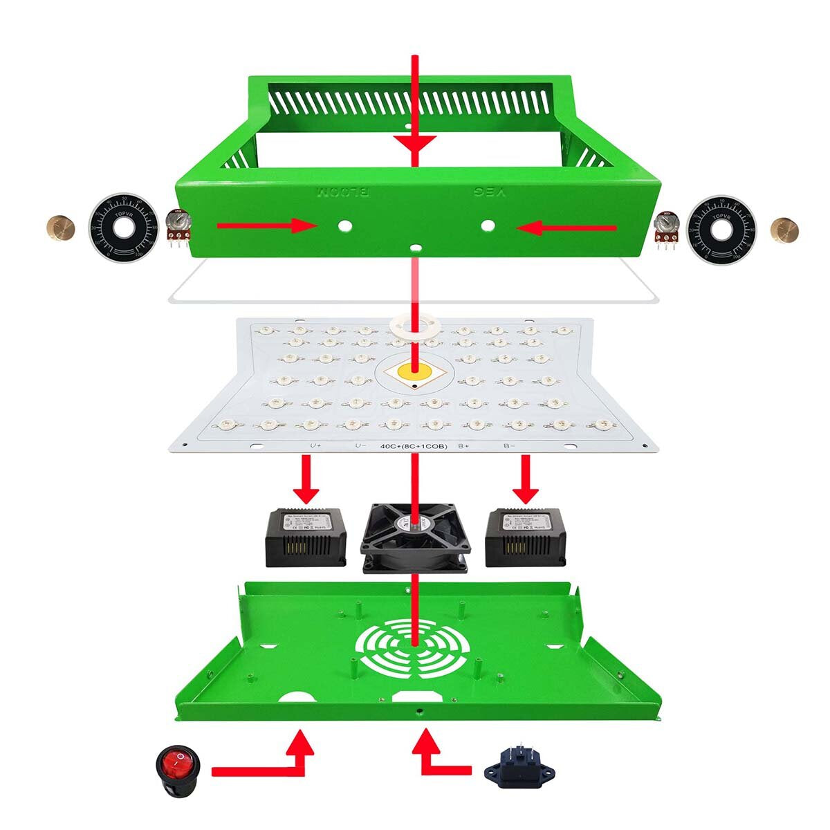 1200W Full Spectrum LED Grow Light for Indoor Plants, Flowers, Vegetables, 85-265V