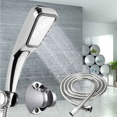 High Pressure Shower Head - Water Saving, Filtered Rainfall Spray, Chrome Plated, 300 Holes, ABS Booster