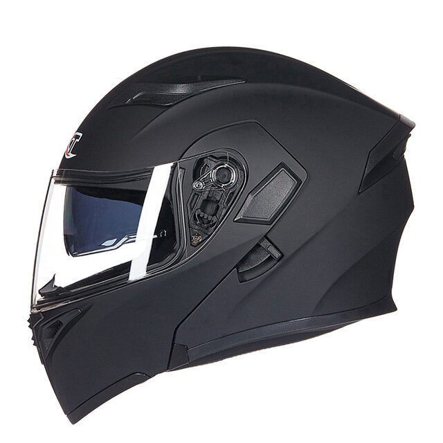 Full Face Flip-Up Motorcycle Helmet with Double Lens for Motocross and Racing