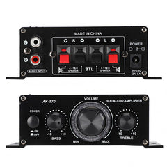 12V Portable 2-Channel Mini HiFi Stereo Amplifier for Car, DVD, CD, Computer, MP3, Mobile Phone Audio