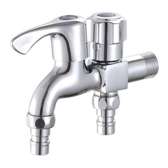 Wall Mount Cold Water Faucet 1/2'' Double Spouts, 2 Handles for Washing Machine, Garden, Bathroom, Bidet