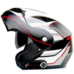 Waterproof Full Face Motorcycle Helmet with Bluetooth, FM Radio, Double Visors, and Removable Liner