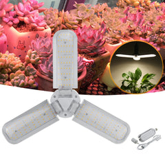 E27 40W Full Spectrum LED Grow Light, AC110-265V, 2835 Three-Leaf Design, with Hanging Holder for Hydroponic Plants