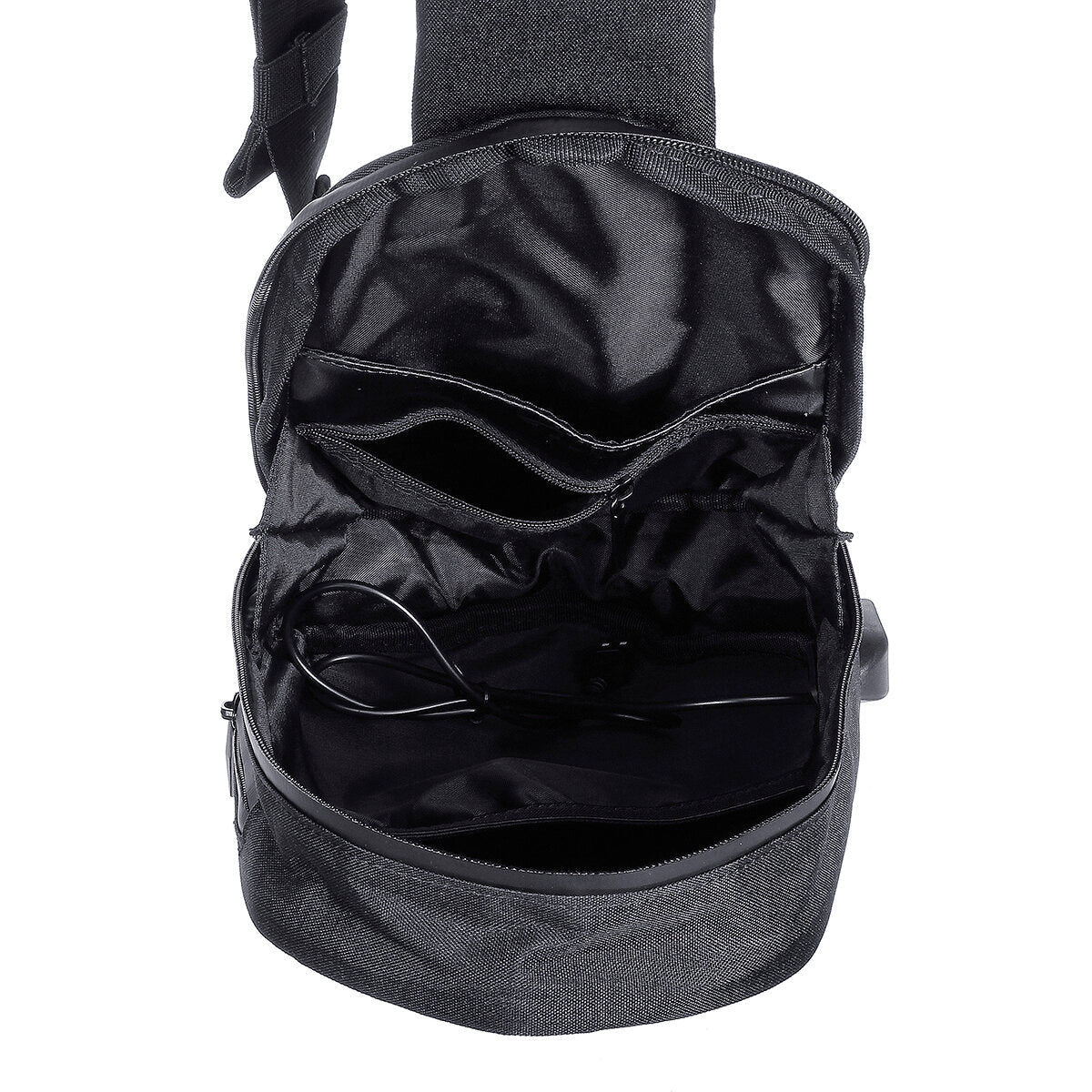 Wasserdichter Polyeder PU Brustrucksack mit USB für Männer &amp; Frauen - Reisen, Camping, Freizeit, Sport