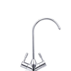 1/4'' 304 Stainless Steel Reverse Osmosis Mixer Tap - 360 Degree Rotating Double Handle Gooseneck Drinking Water Filter Faucet