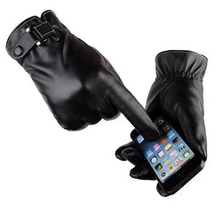 Men's Warm Windproof Touch Screen Leather Cycling & Ski Gloves