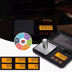 Mini Portable Electronic Scale with Tweezers, LCD Light & 50g Calibration Weight