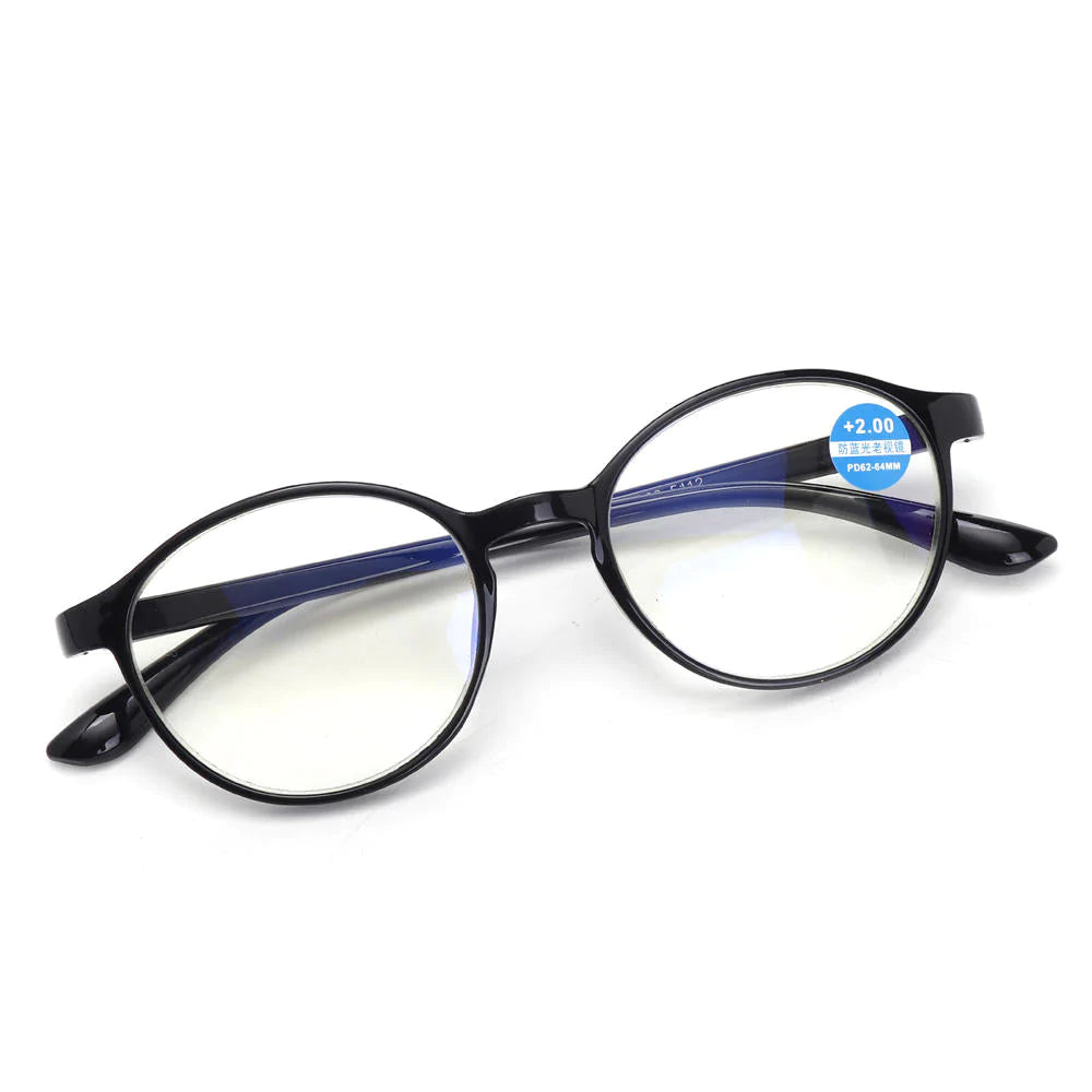 Unisex Lightweight Round Reading Glasses with Spring Hinge for Computer Use