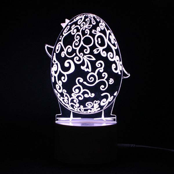 3D Illusion Easter Egg Rabbit LED Night Light - USB Colorful Table Lamp, Holiday Decor, DC5V