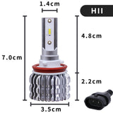 CSP LED Car Headlights Fanless Bulbs - 50W 8000LM 6000K White