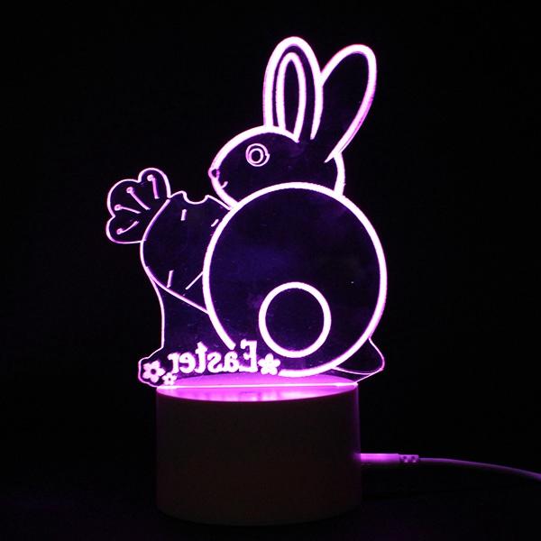 3D Illusion Easter Egg Rabbit LED Night Light - USB Colorful Table Lamp, Holiday Decor, DC5V