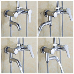 Modern Chrome Wall Mounted Bathroom Mixer Tap Faucet with Handheld Shower for Bath and Sink