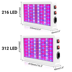 110V-220V Full Spectrum LED Grow Light Panel for Indoor Hydroponic Plants and Flowers, 216/312 LEDs