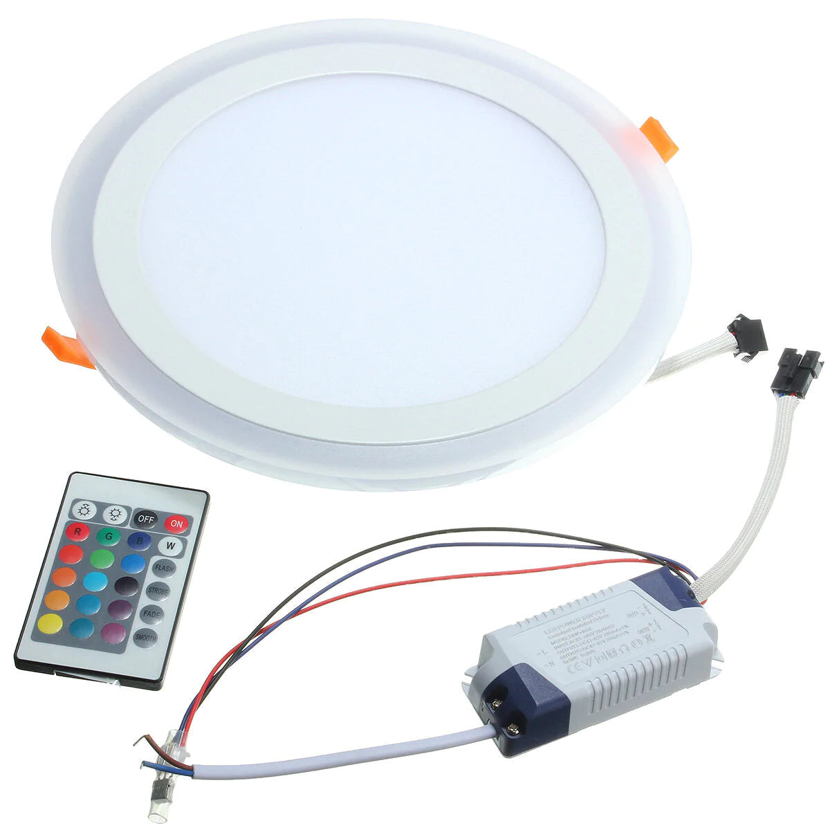 18W RGB Dual Color LED Recessed Ceiling Panel Light, Round, AC85-265V