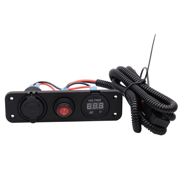 12V-24V Dual USB Charger 3.1A 22W with Volt Meter & Waterproof LED Switch Panel for Marine, Car, Boat, Motorcycle