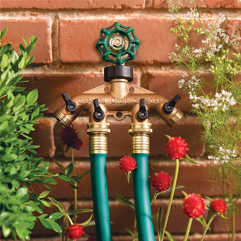 American Standard 3/4" 4-Way Brass Hose Faucet Manifold Water Segregator Garden Tap Connector Splitter Valve