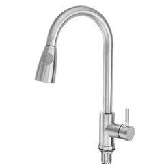 Stainless Steel Kitchen Sink Faucet with Pull-Out Sprayer Head and Dual Water Spray Modes