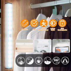 Wireless PIR Motion Sensor LED Night Light - USB Rechargeable Closet Wall Lamp