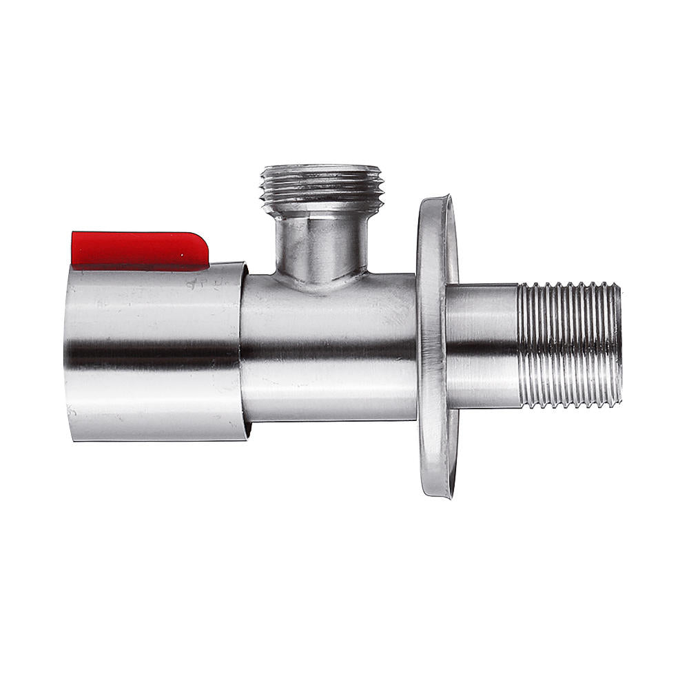 Stainless Steel Brushed Hot & Cold Water Triangle Valve G1/2 Thread Angle Valve w/ Rotatable Switch for Toilet/Sink/Heater