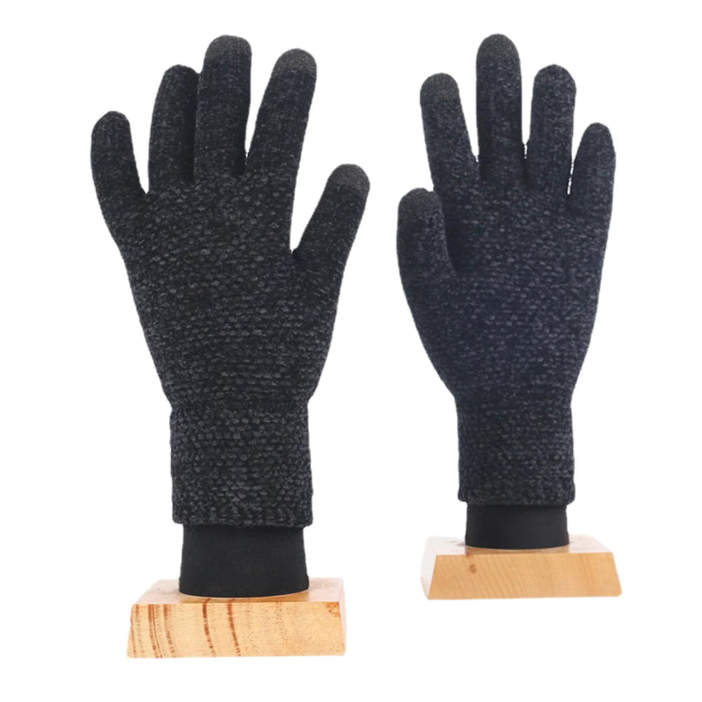 Unisex Knitted Touch-Screen Winter Gloves - Warm Chenille, Three-Finger & Full-Finger Options