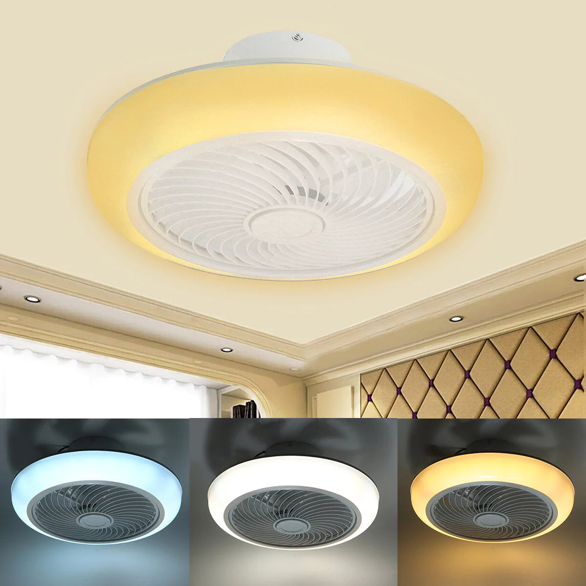 Modern Dimmable LED Ceiling Fan with Remote Control for Bedroom and Office