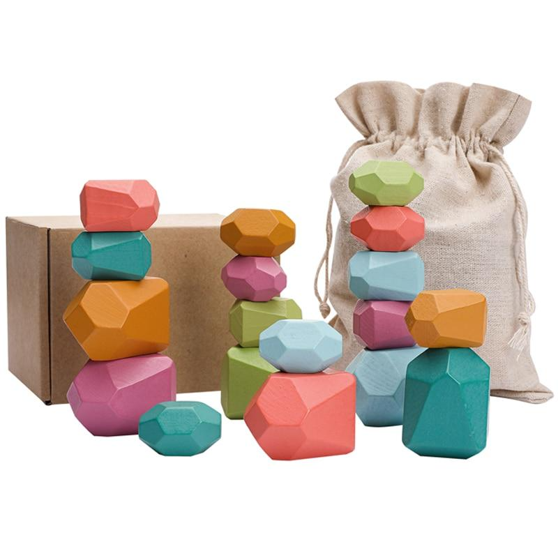 Nordic Style Wooden Jenga Building Blocks - Colorful, Creative, Educational Baby Toy