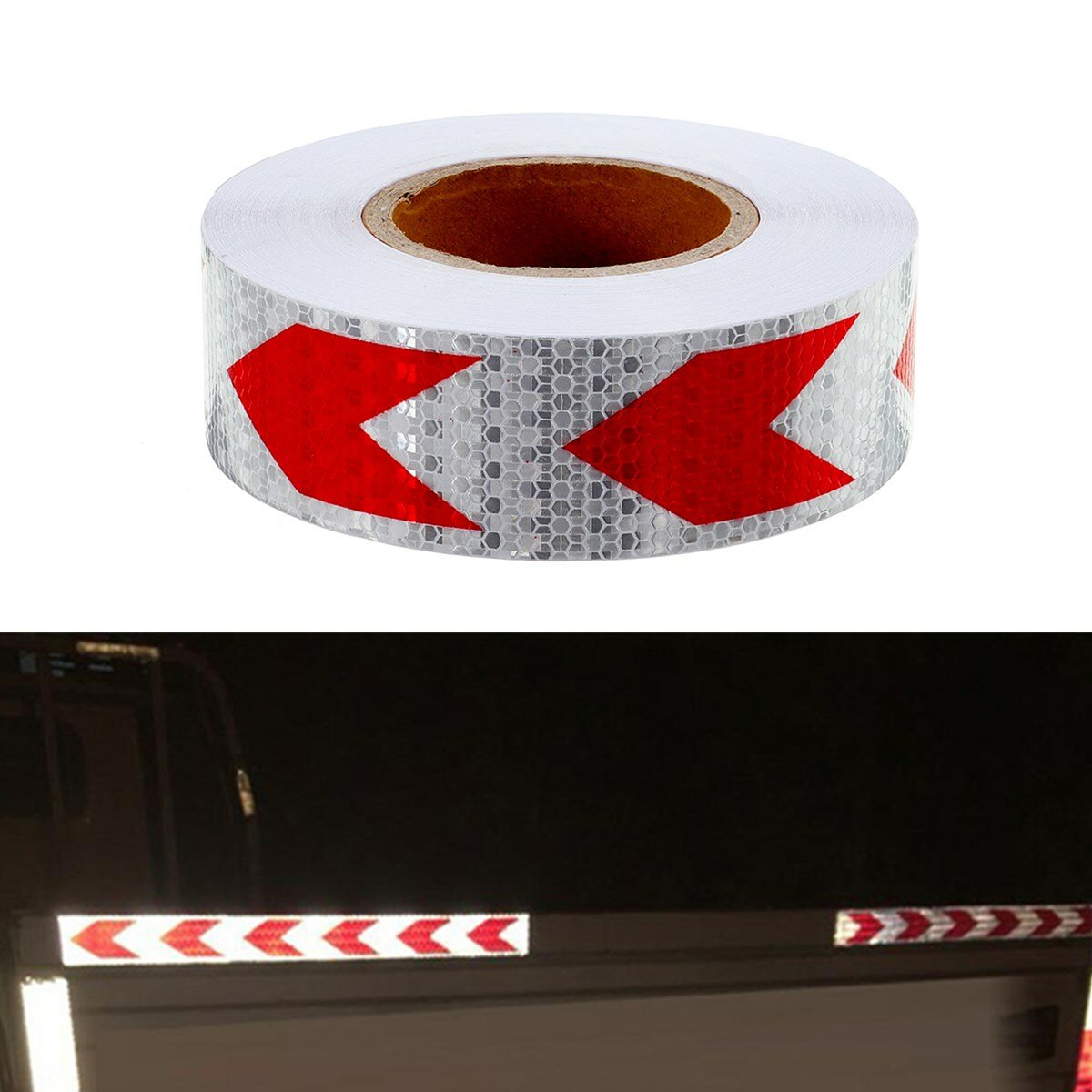 36m Red White Reflective Arrow Sticker Safety Warning Conspicuity Tape Strip