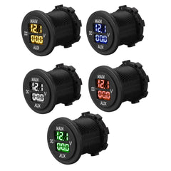 12V/24V LED Digital Dual Voltmeter Voltage Gauge Battery Monitor Panel for AUX/Main