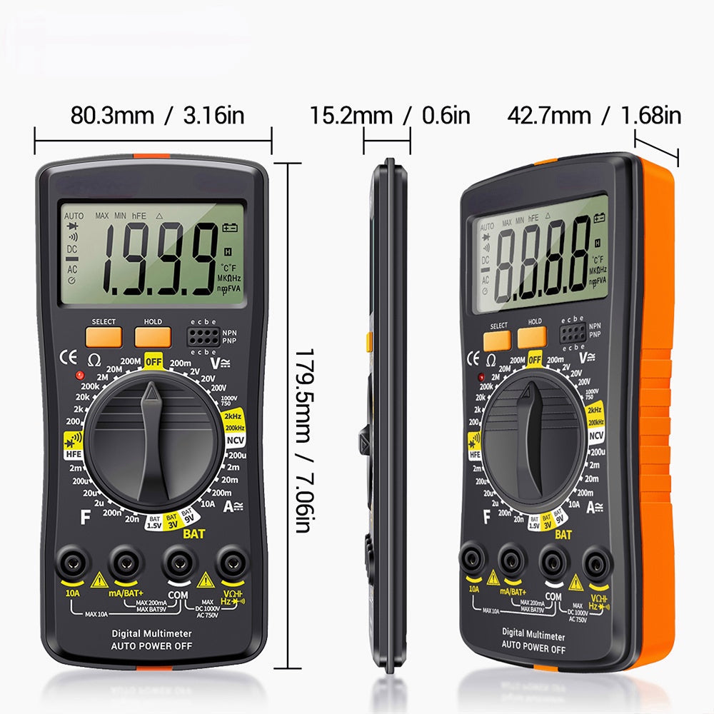 Ultra-thin Digital Multimeter - Auto Voltmeter AC/DC 220V Storage Meter