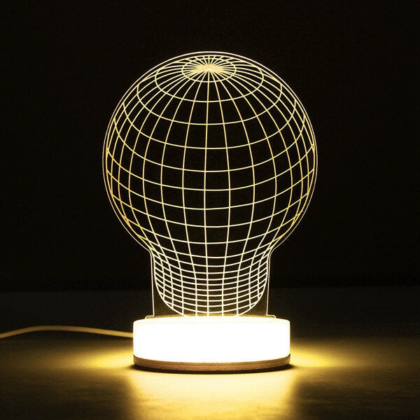 3D Illusion USB LED Night Light - Warm White Desk Table Lamp, Perfect Xmas Gift