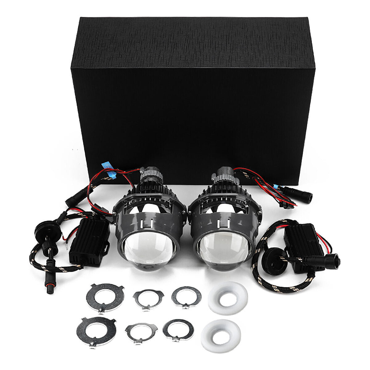 2PCS 70W Bi LED Projector Lens Headlights 2.5" 6500K LHD for Left Hand Drive Vehicles