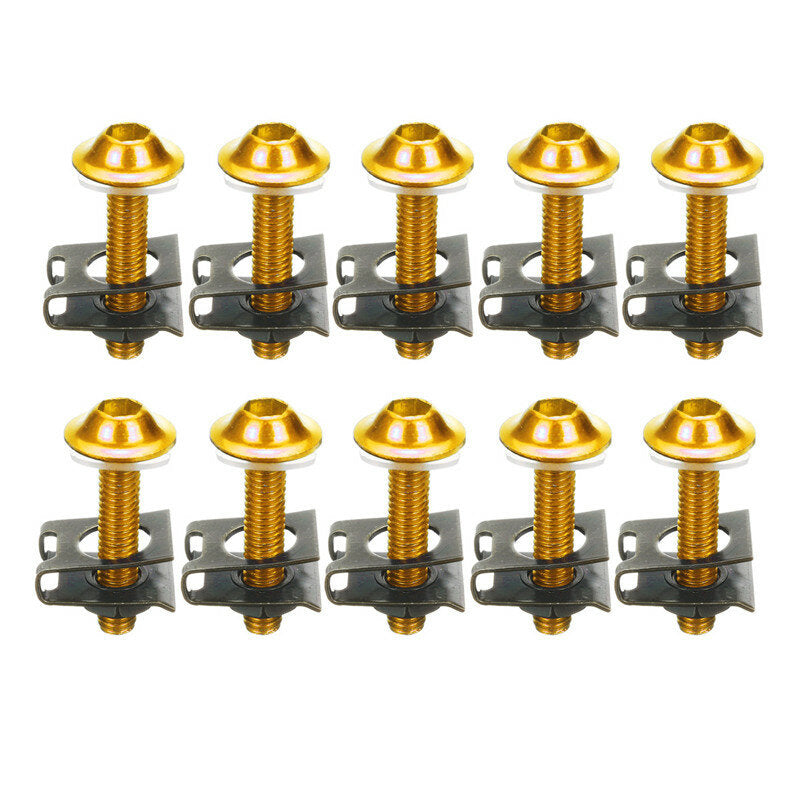 10Pcs M6 Motorcycle Bolts with Spire Speed Fastener Clips, Screws, and Spring Nuts, 6x30mm